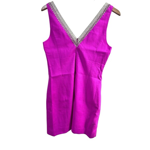 NWT Lilly Pulitzer Junie Shift Dress Berry Sangria Pink with Gold Trim Size 4 - Picture 6 of 8